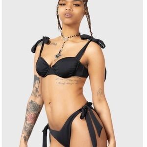 Killstar Elaina Black Tie-Shoulder Goth Bikini Set
